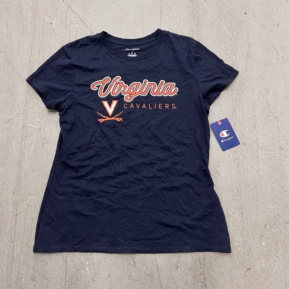 Champion Women's Virginia Cavaliers T-Shirt Navy Blue College Tee Size Lโ NWT